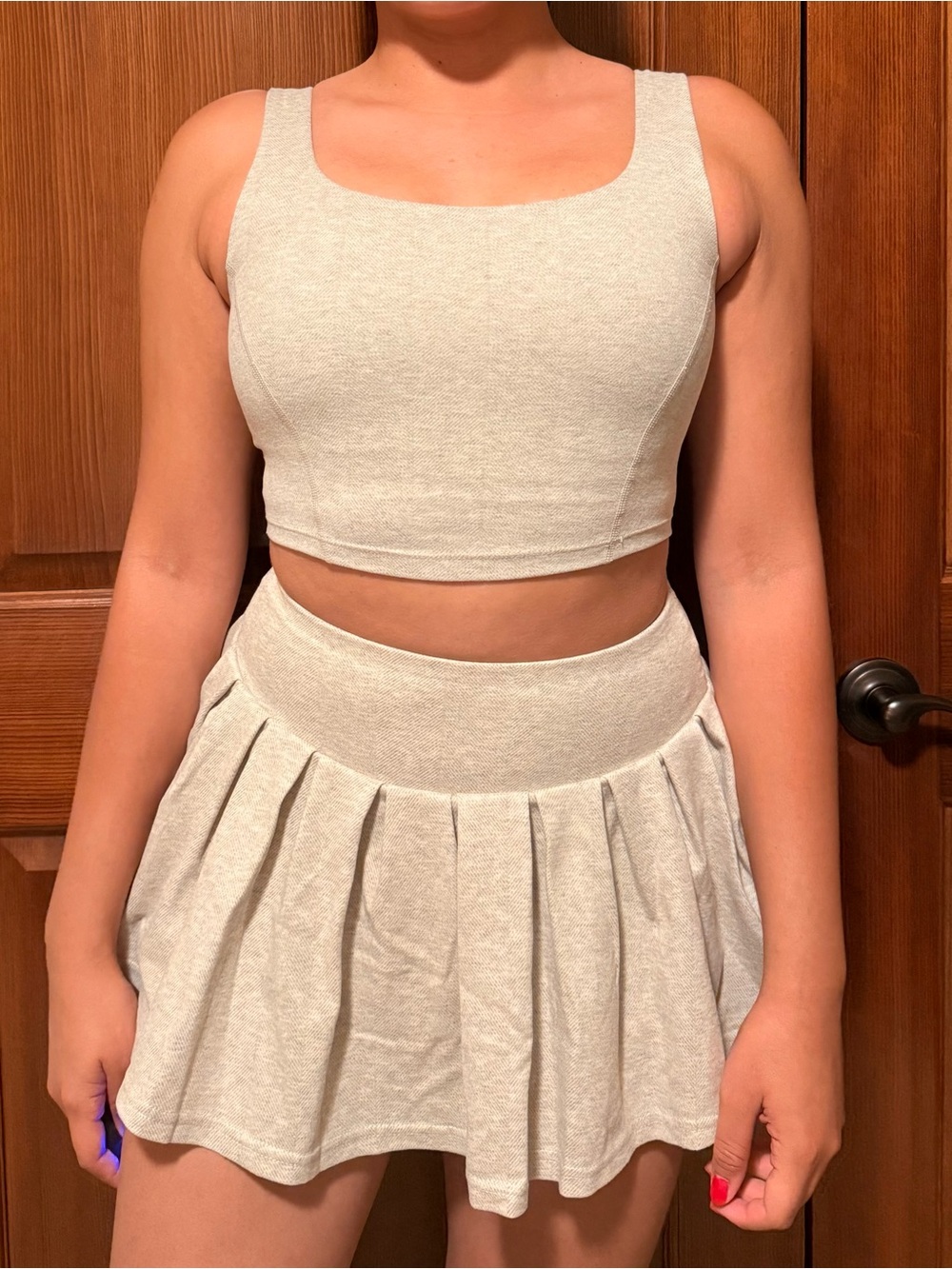 Women's Taupe Pleated Mini Skirt - Taupe